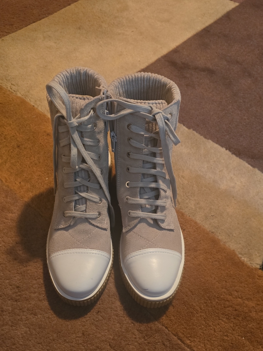 Van Eli Light Gray Lace-Up High Top Boots